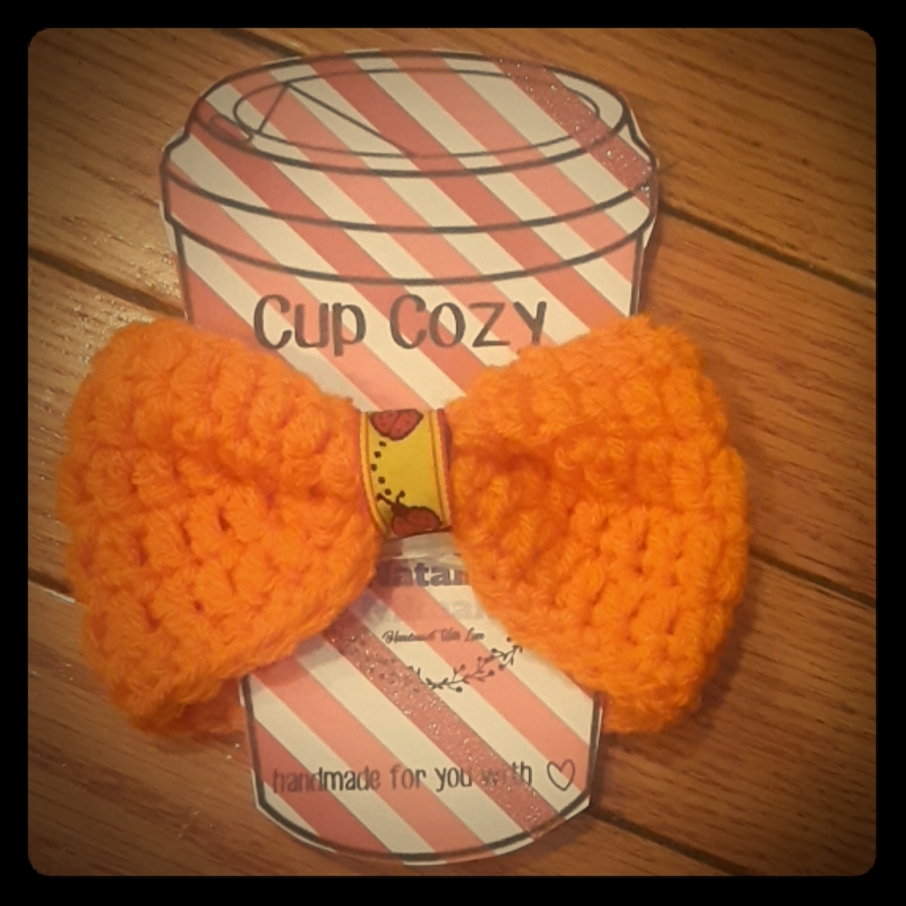 Lady bug accented handmade cup cozy